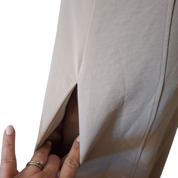 NWT Joie Sheath Sleeveless Midi Dress Tan Cream Square Neck Pockets Size 10 - Picture 5 of 9